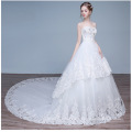 Q003 Lace Up In Stock Wedding Apparel Wholesale Strapless Beaded Long train Elegant bridal gown wedding dress lace